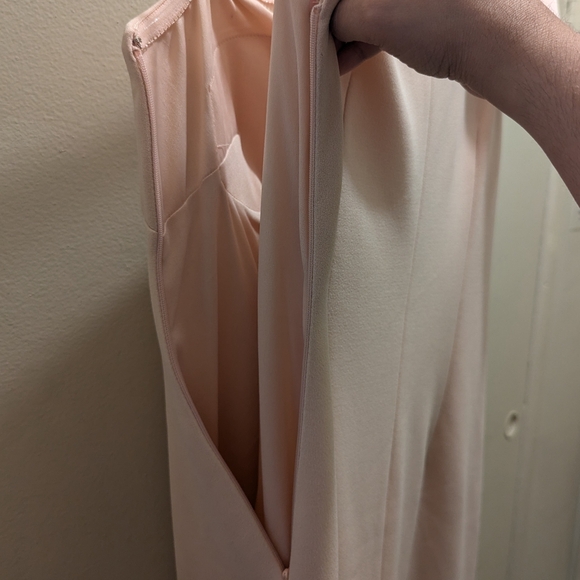 Eliza J One-Shoulder Satin Bow A-Line Blush Pink Evening Dress Maxi Gown- 12 - Picture 9 of 16